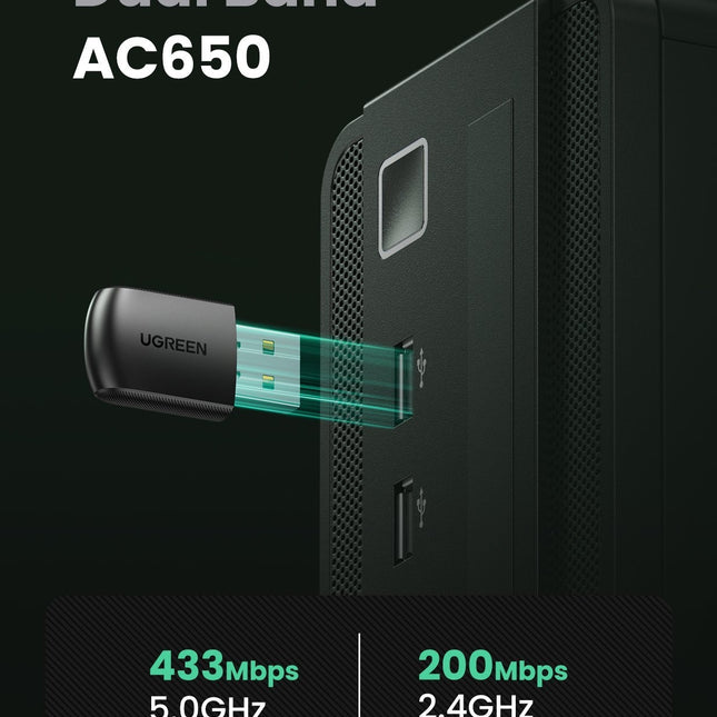 UGREEN 20204 AC650 Dual Band USB WLAN Adapter