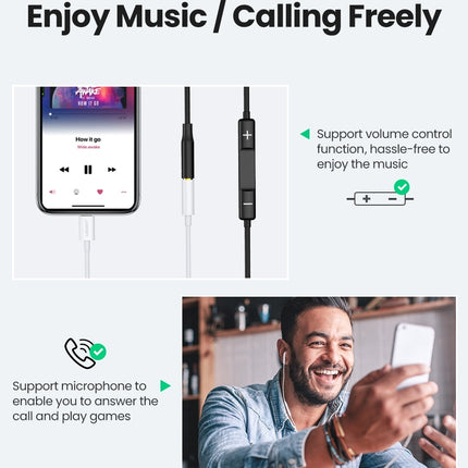 UGREEN 30759 iPhone 8-pin to 3.5mm Headphone Adapter