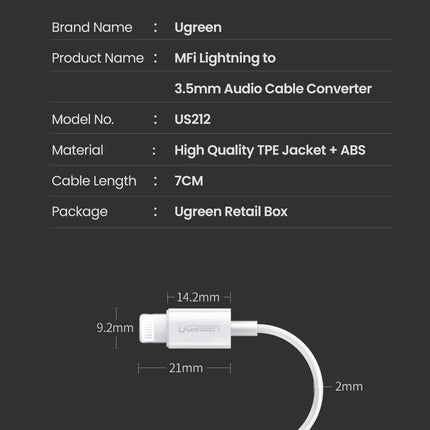 UGREEN 30759 iPhone 8-pin to 3.5mm Headphone Adapter