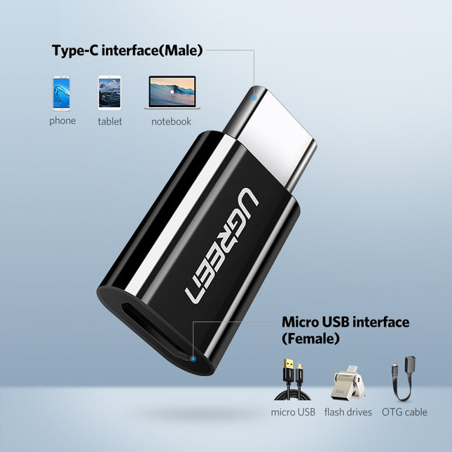 UGREEN USB 3.1 Type-C to Micro USB Adapter - Black (30865)