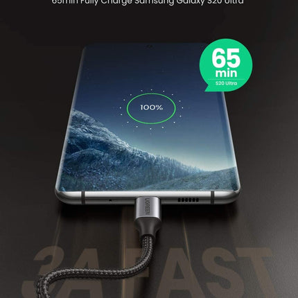 UGREEN USB-C to Angled USB2.0-C Round Cable M/M Aluminum Shell Nickel Plating 1m (Gray Black) 50123