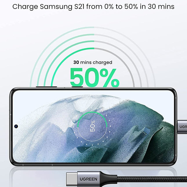 UGREEN 50152 USB-C Male to Male 60W PD Fast Charging Cable 2M
