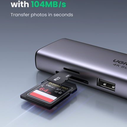 UGREEN 60515 USB-C to HDMI/Ethernet Adapter with Card Reader