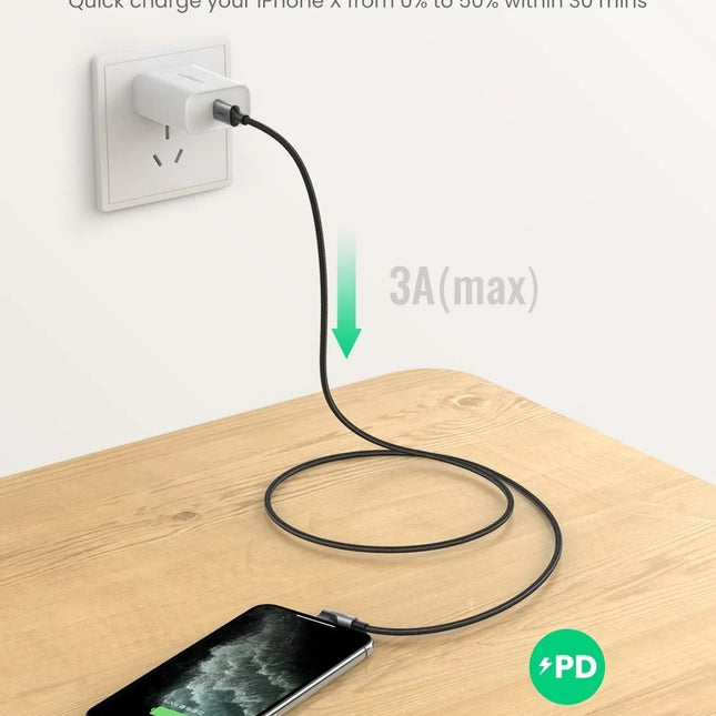 UGREEN 60765 90 Degree USB-C to iPhone 8-pin Cable 2M