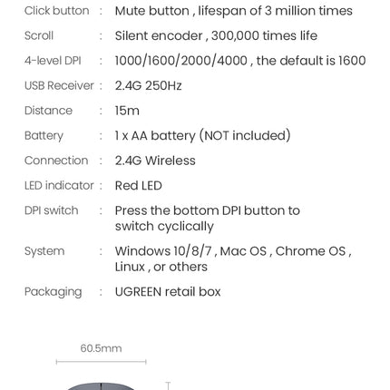 UGREEN 90373 Slim 2.4G Wireless Mouse