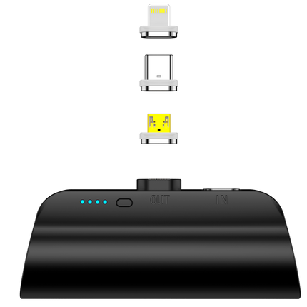 CHOETECH B660-BK 3000mAh Mini Power Bank with 3 Magnetic Connectors (Black)