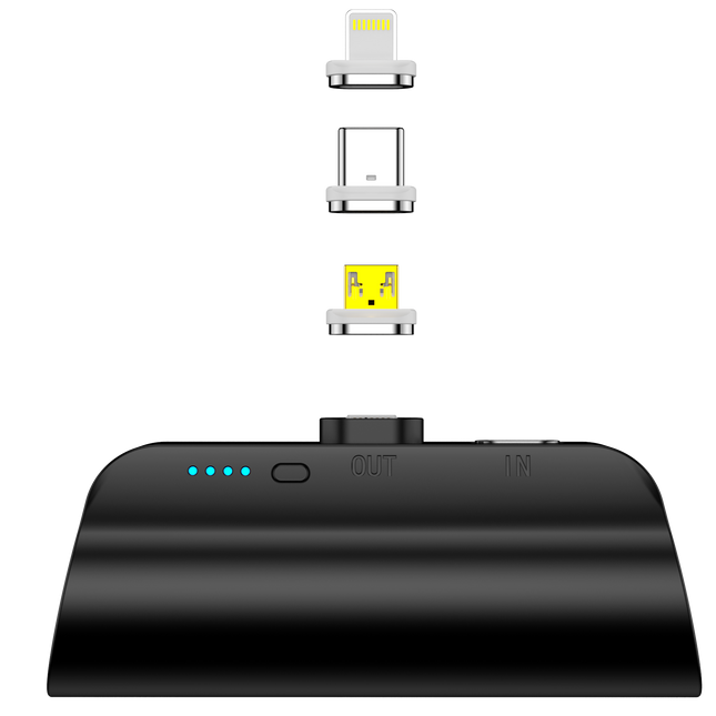 CHOETECH B660-BK 3000mAh Mini Power Bank with 3 Magnetic Connectors (Black)