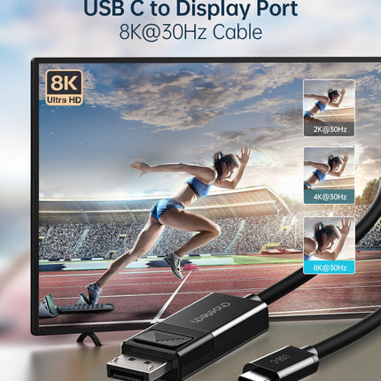 CHOETECH XCP-1803 USB-C To DisplayPort Cable 8K@30Hz 1.8M Two-Way