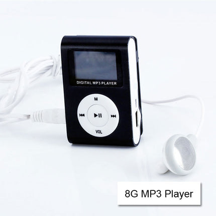 Mini Clip 8G MP3 Music Player With USB Cable & Earphone Black