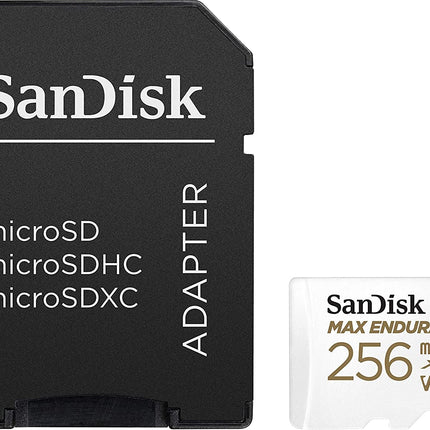 Sandisk Max Endurance Microsdxc Card SQQVR 256G (120 000 HRS) UHS-I C10 U3 V30 100MB/S R 40MB/S W SD Adaptor SDSQQVR-256G-GN6IA