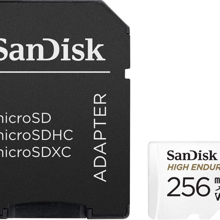 SANDISK HIGH ENDURANCE MICROSDHC CARD SQQNR 256G UHS-I C10 U3 V30 100MB/S R 40MB/S W SD ADAPTOR SDSQQNR-256G-GN6IA