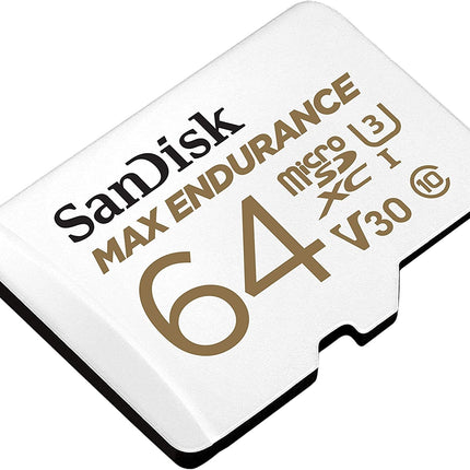 Sandisk Max Endurance Microsdxc Card SQQVR 64G (30 000 HRS) UHS-I C10 U3 V30 100MB/S R 40MB/S W SD Adaptor SDSQQVR-064G-GN6IA