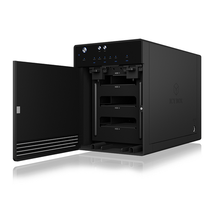ICY BOX SINGLE enclosure for 4x HDD/SSD with USB 3.1 (Gen 2) Type-C interface and fan
