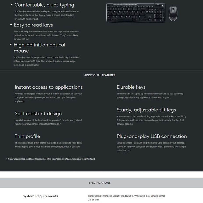 Logitech MK200 Media Keyboard Mouse (920-002693)