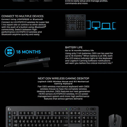 Logitech G613 wireless Gaming Keyboard (920-008402)