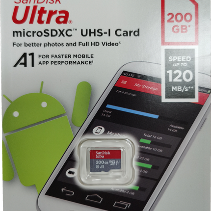 SANDISK SDSQUA4-200G-GN6MN Micro SDXC Ultra UHS-I Class 10 , A1, 120mb/s No adapter