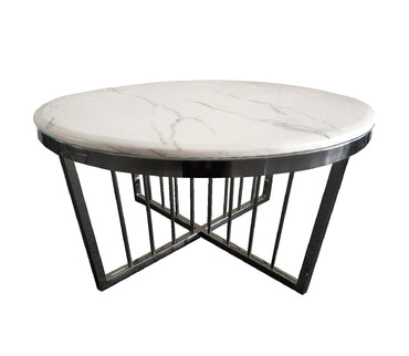 Salina Coffee Table - Marble - 80cm Black