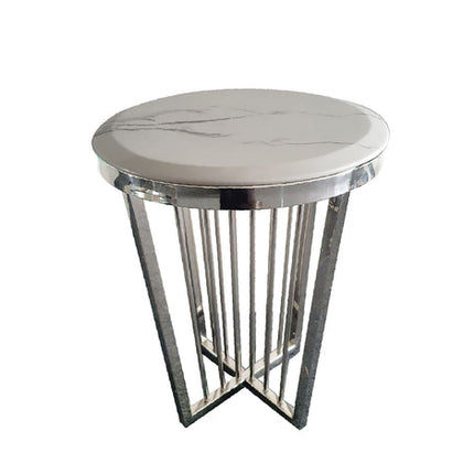 Salina Coffee Table - Marble - 45cm Silver