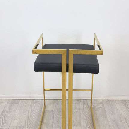 Arya Bar Stool in Black with Gold  Frame