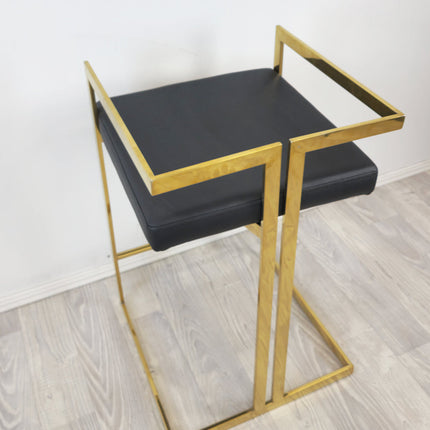 Arya Bar Stool in Black with Gold  Frame