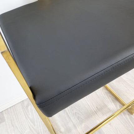 Arya Bar Stool in Black with Gold  Frame