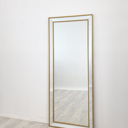 Medium Gold Beaded Framed Mirror - 70cm x 170cm