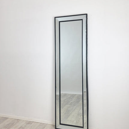 Black Beaded Framed Mirror - Free Standing 50cm x 170cm