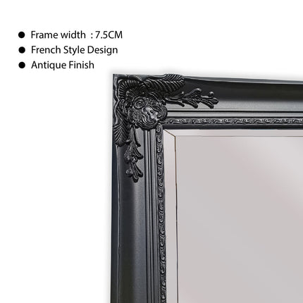 French Provincial Ornate Mirror - BLACK - X Large 100cm x 190cm