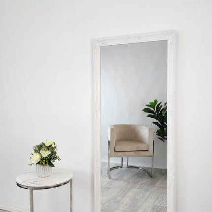 French Provincial Ornate Mirror - White - Medium 70cm x 170cm