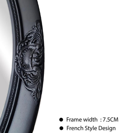 French Provincial Ornate Round Mirror - Black
