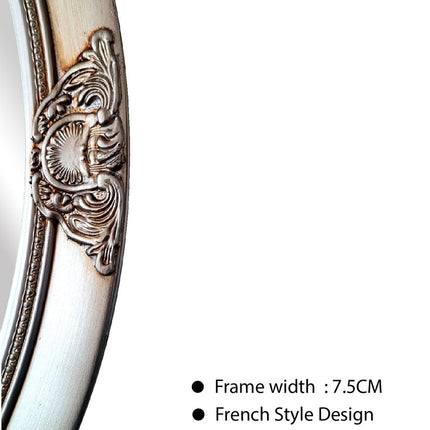 French Provincial Ornate Round Mirror - Champagne