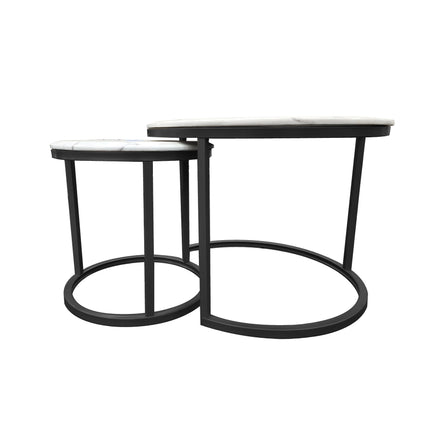 Nesting style Coffee Table - White on Black - 60cm/40cm