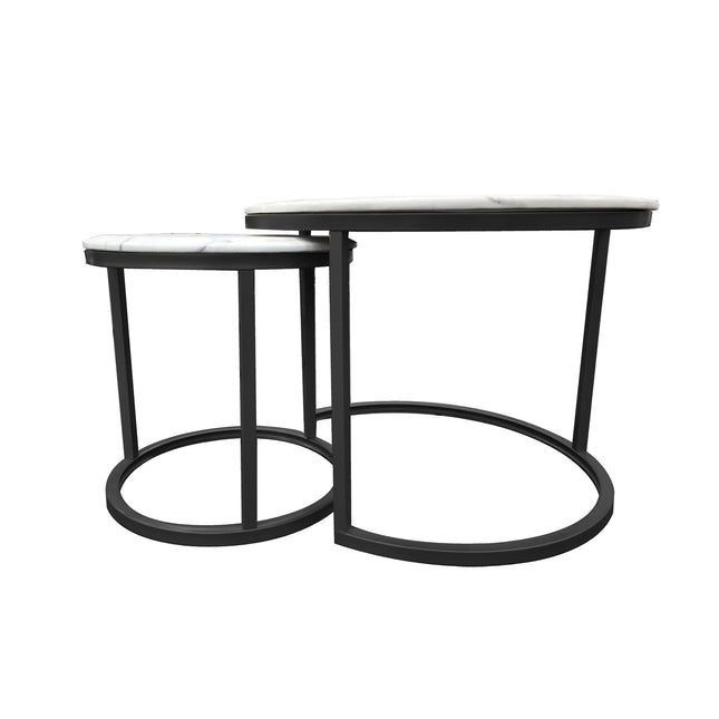 Nesting style Coffee Table - White on Black - 60cm/40cm
