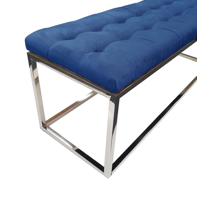 Holly Silver / Blue Ottoman