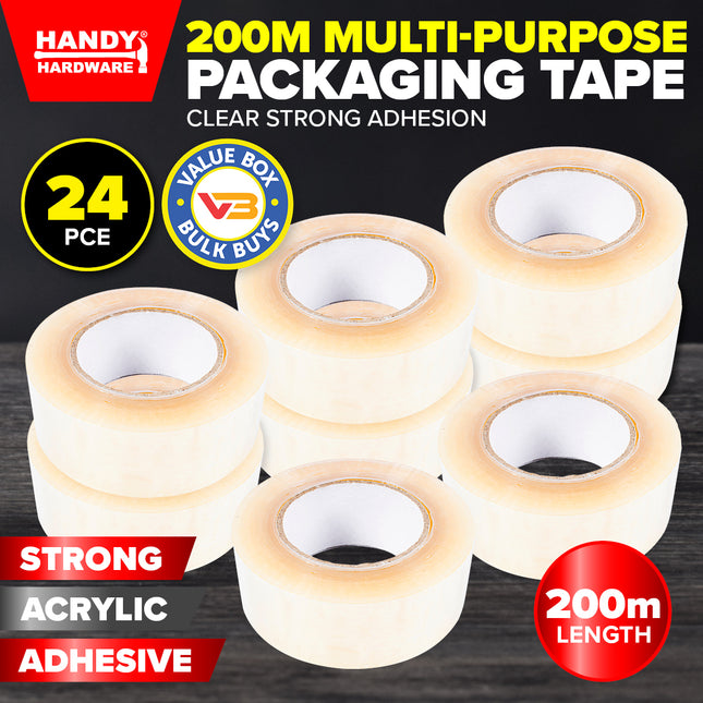 Handy Hardware 24PCE Packaging Tape Clear Multipurpose 200m x 48mm