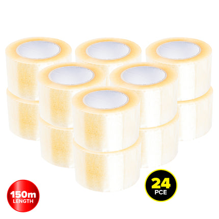 Handy Hardware 24PCE Packaging Tape Clear Multipurpose Extra Wide 150m x 72mm
