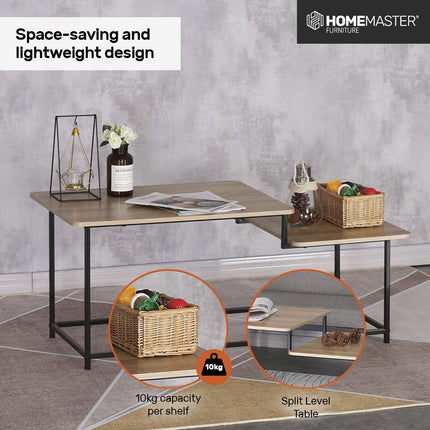 Home Master Coffee Table 2 Tier Split Level Stylish Modern Design 1.09m