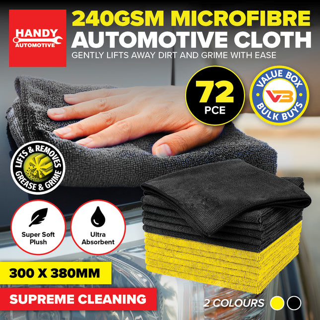 Handy Automotive 72PCE Microfibre Automotive Cloth Streak Free 30 x 38cm