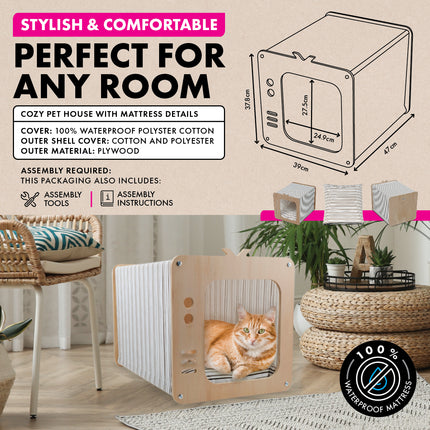 Pet Basic Retro TV Cozy Cat House Waterproof Mattress 39 x 47 x 38cm