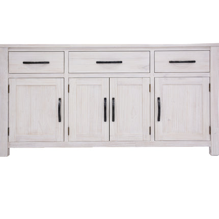 Foxglove Buffet Table 158cm 4 Door 3 Drawer Solid Mt Ash Timber Wood - White