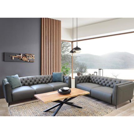 Luxe 2pc Genuine Forli Leather Sofa Set 2.5-3.5 Seater  Lounge Couch -Dark Grey