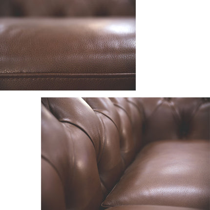 Sonny 1 Seater Genuine Leather Sofa Chestfield Lounge Couch - Butterscotch