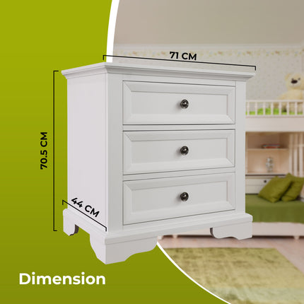Celosia 2pc Bedside Tallboy 3pc Bedroom Set Nightstand Storage Cabinet - White