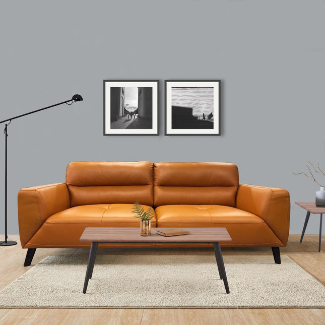 Downy  Genuine Leather Sofa 3 Seater Upholstered Lounge Couch - Tangerine