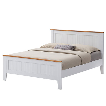Lobelia Bed Frame Queen Size Mattress Base Solid Rubber Timber Wood - White