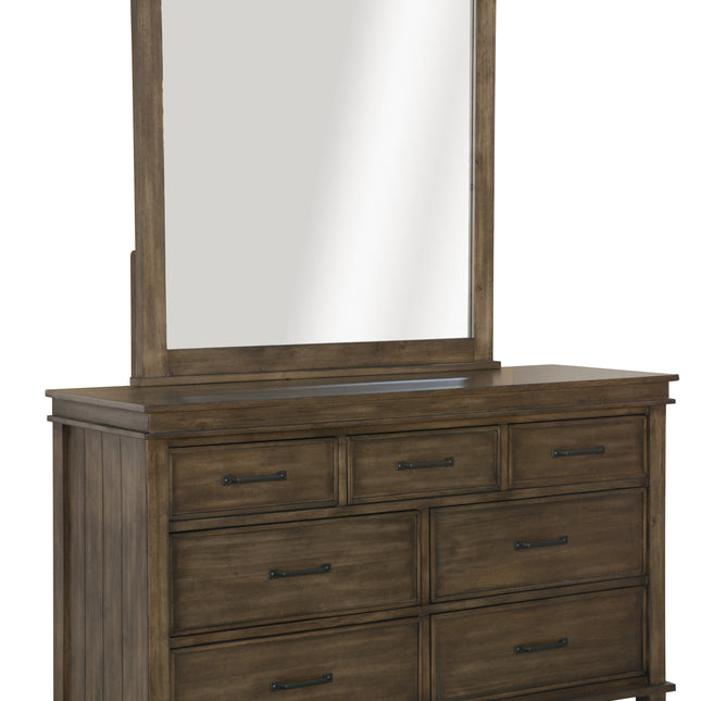 Lily Dresser Mirror 7 Chest of Drawers Tallboy Storage Cabinet - Rustic Grey