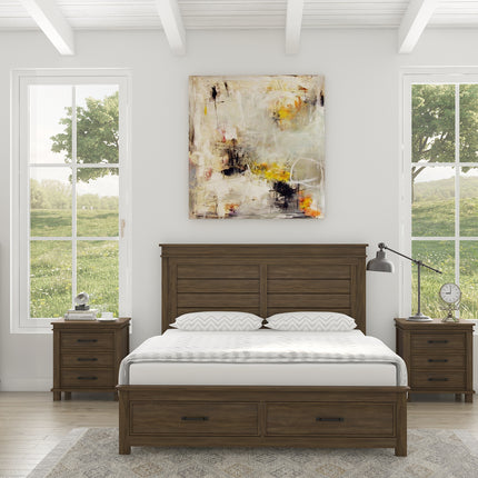 Lily 4pc King Bed Suite Bedside Tallboy Bedroom Furniture Package - Rustic Grey