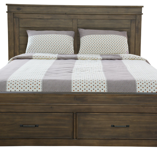 Lily 4pc King Bed Suite Bedside Tallboy Bedroom Furniture Package - Rustic Grey