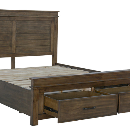 Lily 4pc King Bed Suite Bedside Tallboy Bedroom Furniture Package - Rustic Grey