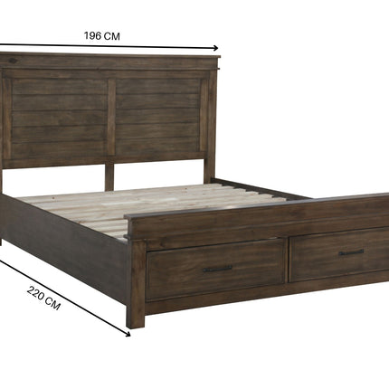 Lily 4pc King Bed Suite Bedside Tallboy Bedroom Furniture Package - Rustic Grey